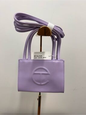 NEW TELFAR Lilac Mini Shopping Bag with Embossed Logo